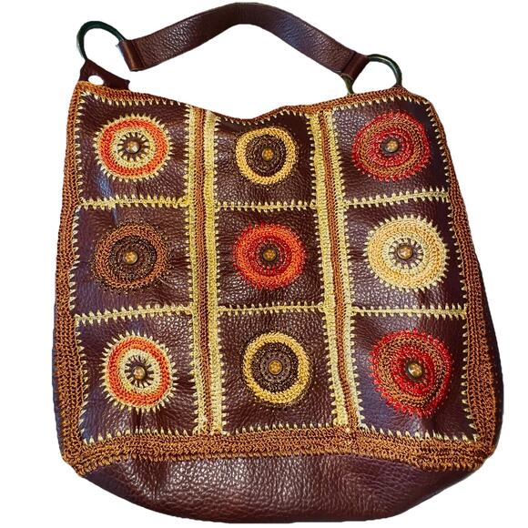 Y2K Isabella Fiore Carina Jeweled Crocheted Hobo Shoulder Bag Handbag Boho Chic - Picture 1 of 11